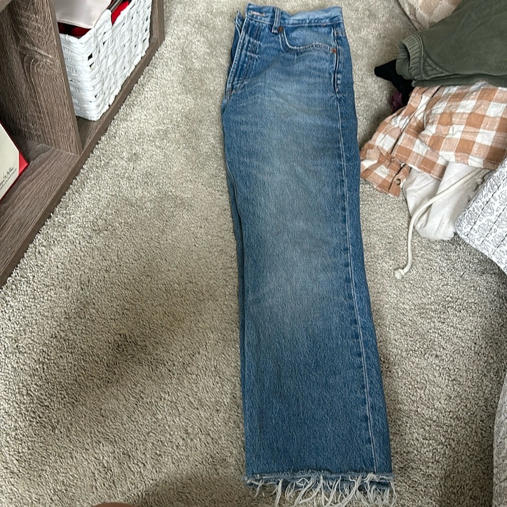Zara jeans, size 8. Raw hem, high rise